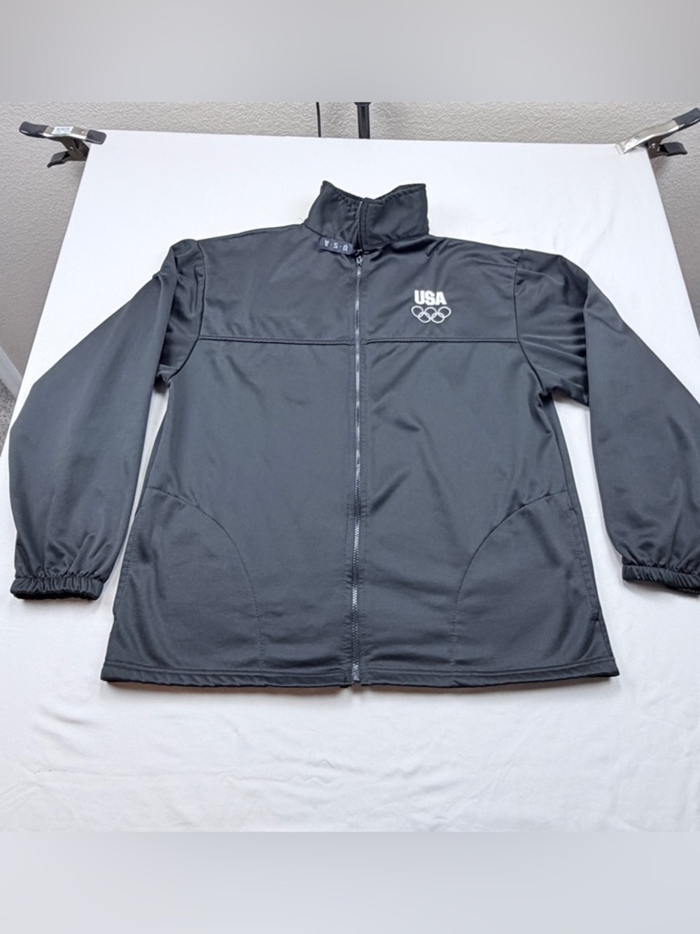 USA Olympic Black Full-Zip Track Jacket
